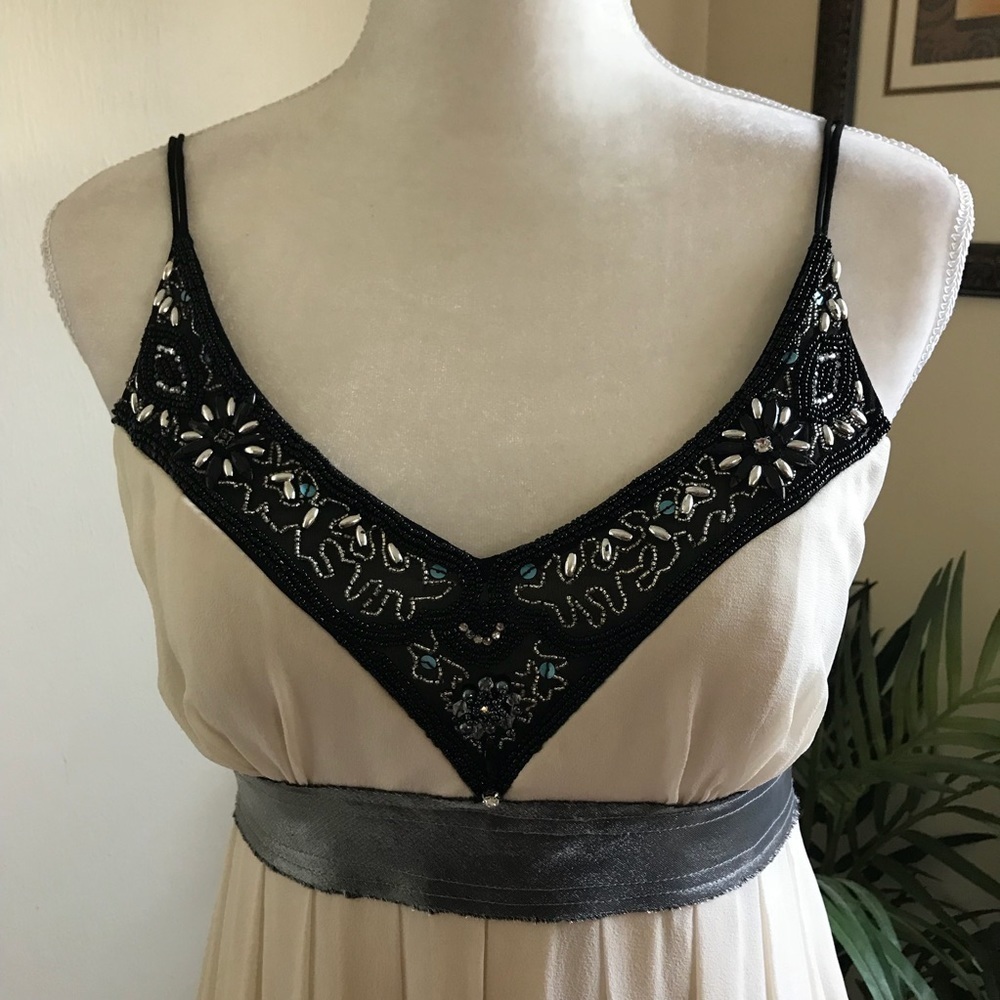Sue Wong Nocturne Cream Silk Beaded Dress 6* - Picture 2 of 8